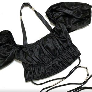 Maniere De Voir Halter Neck Crop Top